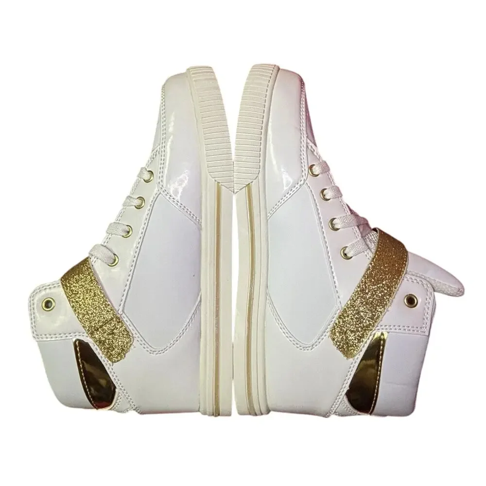 NWT Star Wars REY White Gold Hi Top Skechers Sneakers Athletic Shoes Size 6M 8W